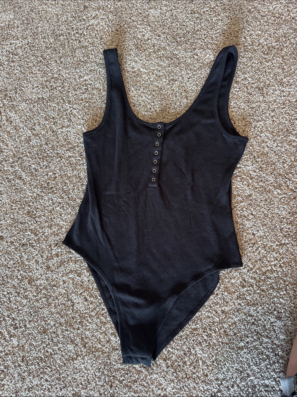 Dress Forum Black Ribbed Snap-Front Scoop Bodysuit